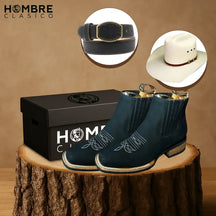 Kit Bota Montero de Cuero Auténtico con Suela Antideslizante +2 REGALOS: ¡Sombrero y Cinturón de Cuero!